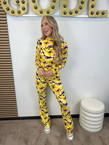 Soft Flared Pants Flower - Yellow