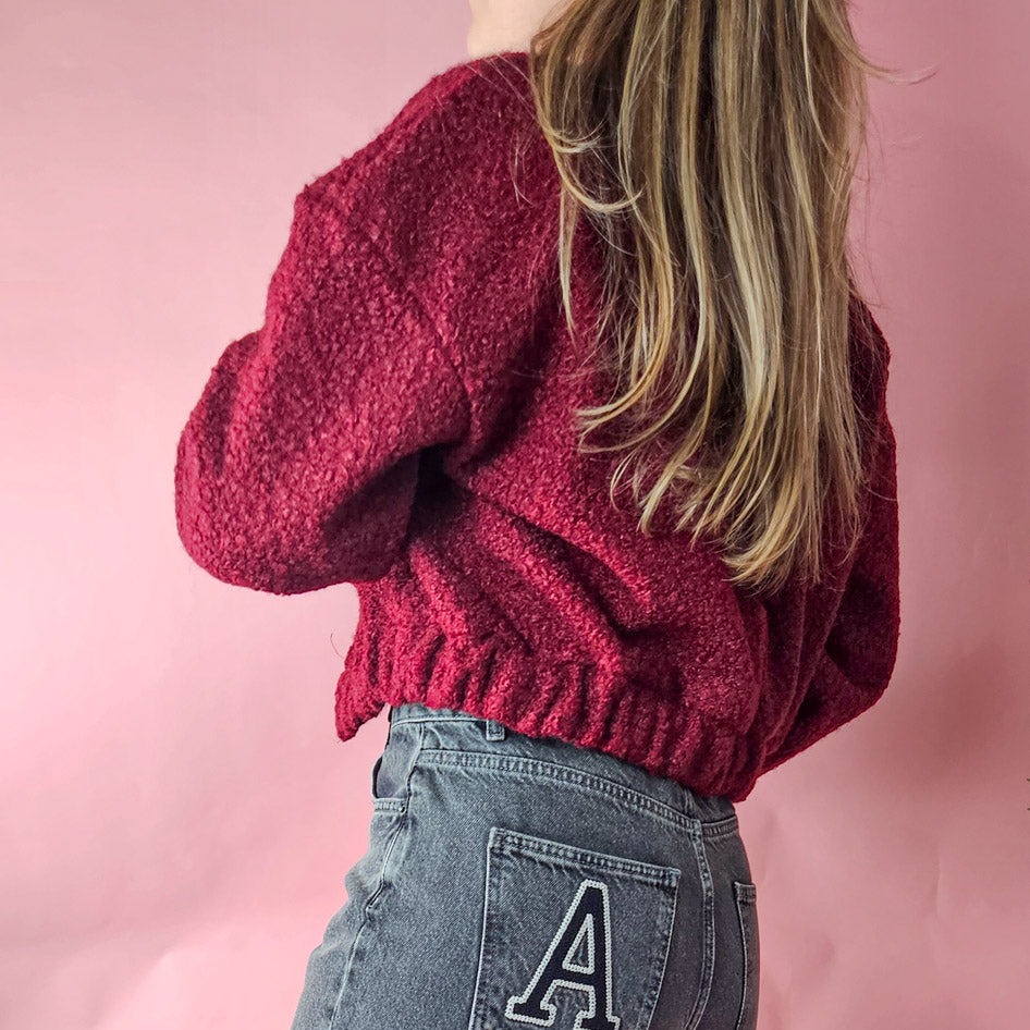 Cropped Bomber Teddy - Bordeaux