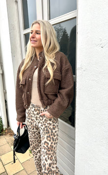 Cropped Bomber Teddy - Brown