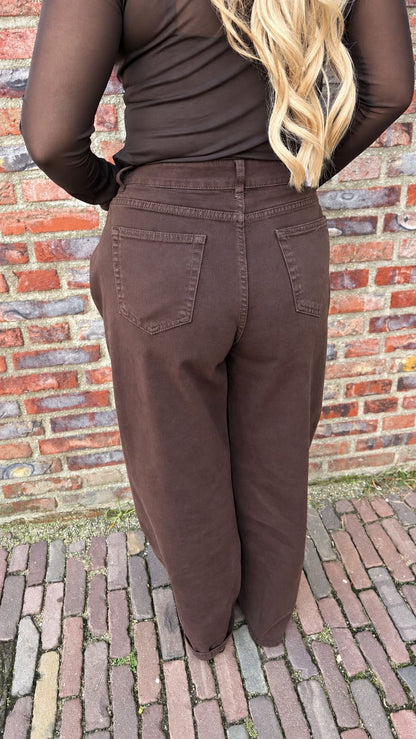 Barrel Jeans Side Panels - Chocolate