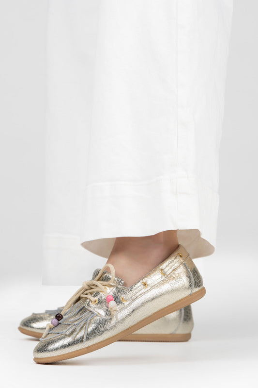 LATTY fringes crackled - Mocassins | Champagne