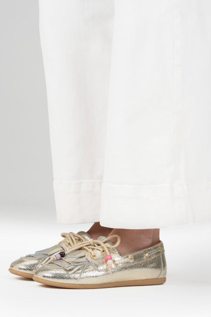 LATTY fringes crackled - Mocassins | Champagne