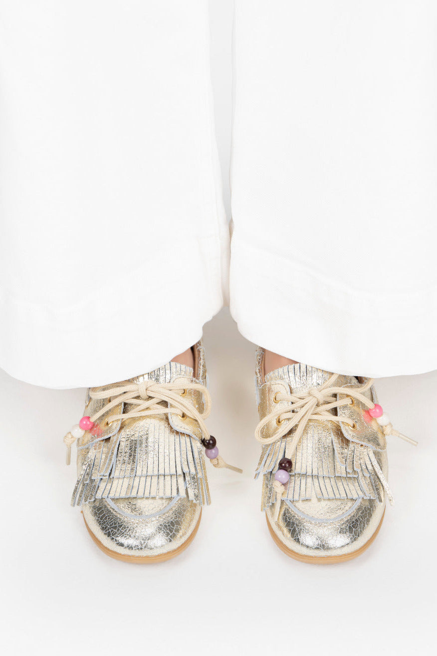 LATTY fringes crackled - Mocassins | Champagne