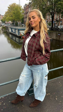 Bluse mit Reißverschluss - Bordeaux-Karo