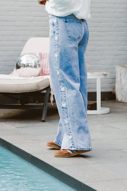 Wide Leg Jeans - Heart
