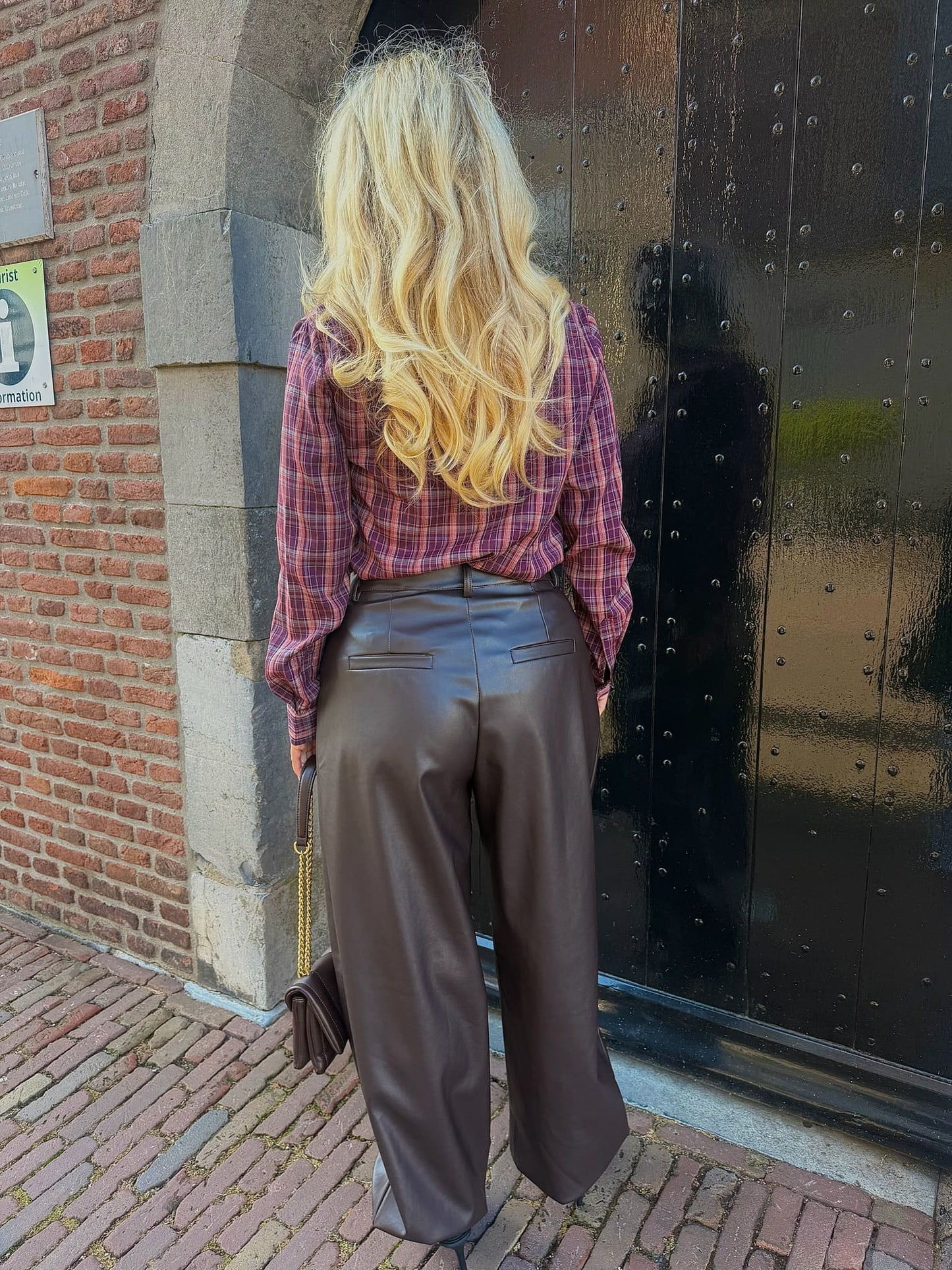 Flow Pantalon - Faux Leather Brown