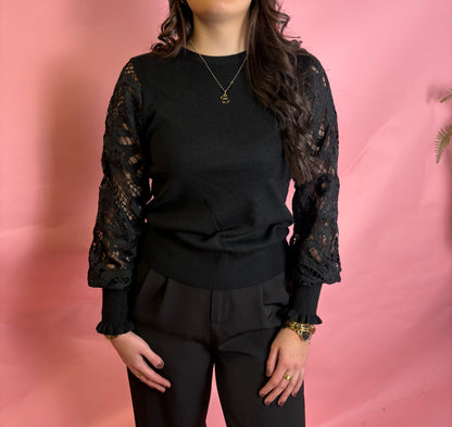 Lace Sleeve Knit Top