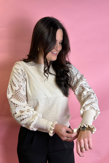Lace Sleeve Knit Top