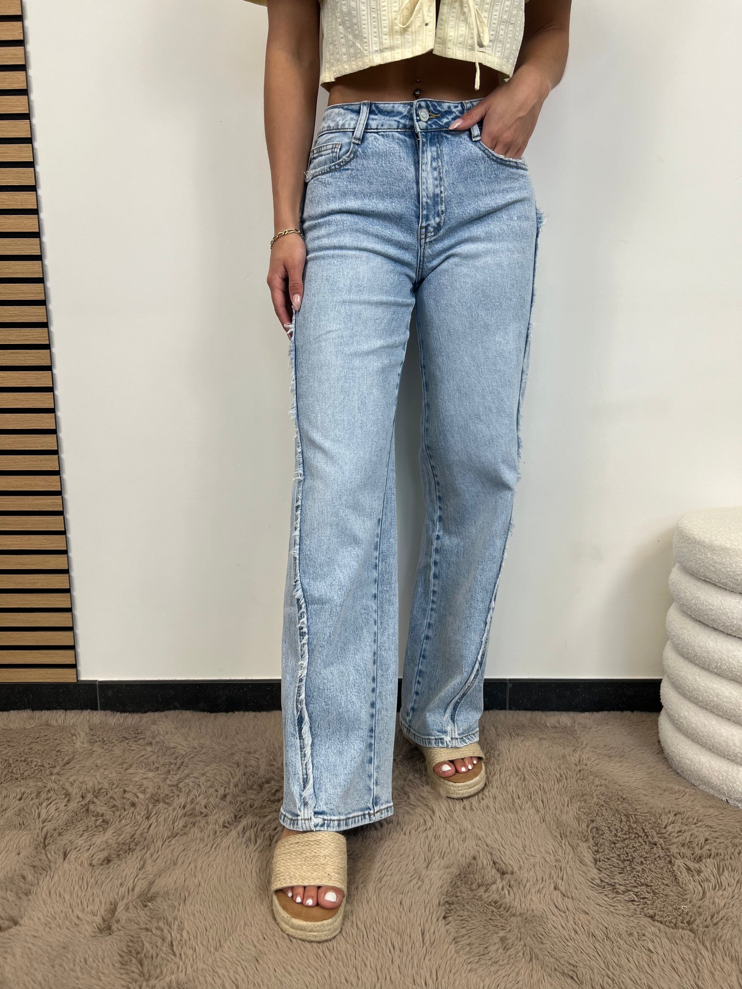 Wide Leg Jeans Fem - Denim