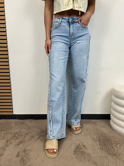 Wide Leg Jeans Fem - Denim