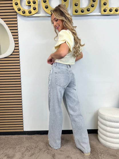 Wide Leg Jeans Fem - Grey
