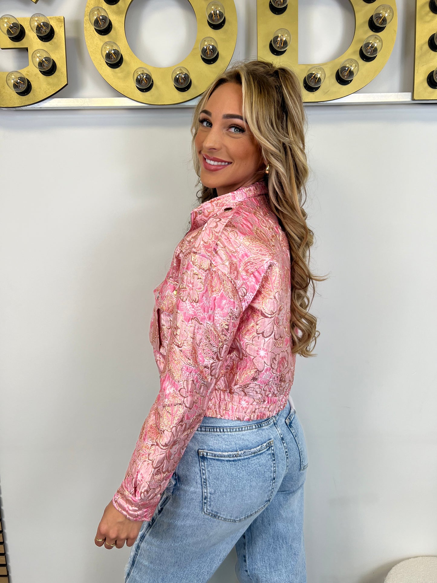 Bomber Jacket Lou - Pink/Flower