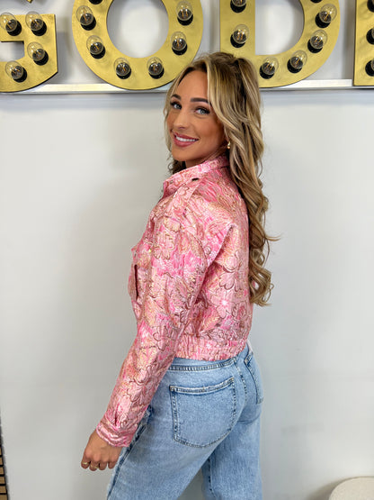 Bomber Jacket Lou - Pink/Flower