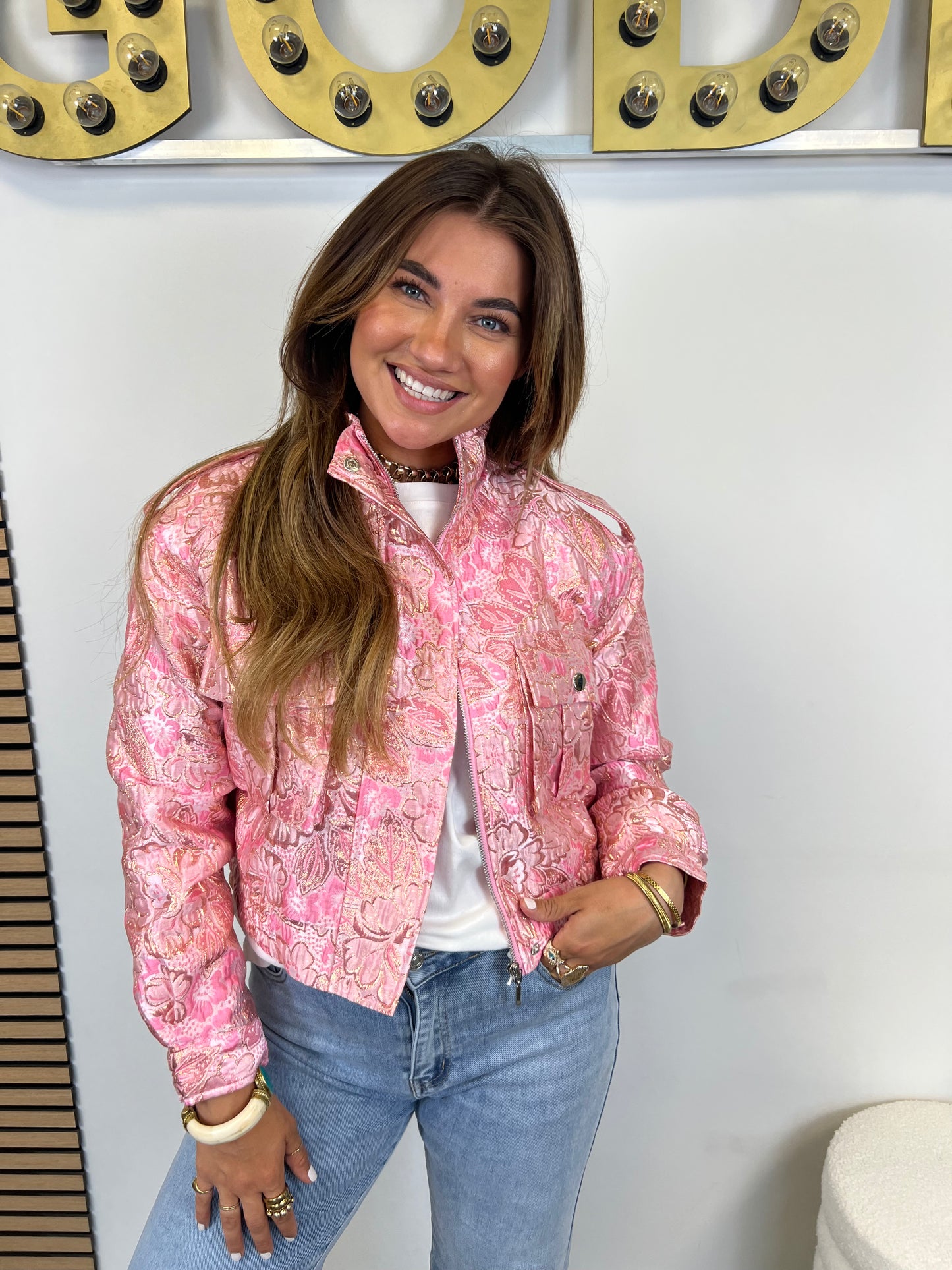 Bomber Jacket Lou - Pink/Flower