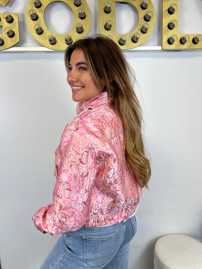 Bomber Jacket Lou - Pink/Flower