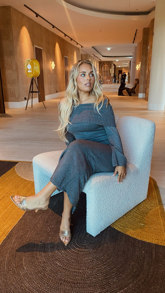 Off Shoulder Knit Dress Yara - Grey