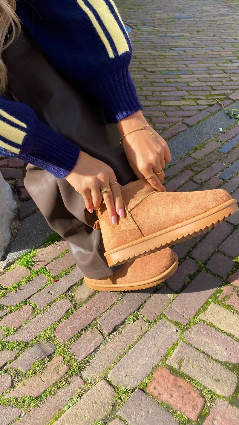 Bottes mini en teddy - Camel