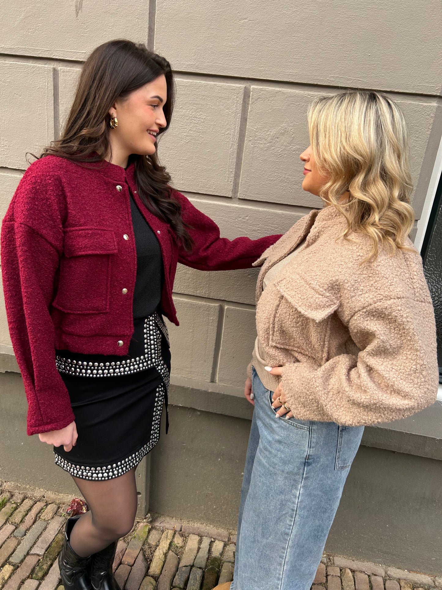 Cropped Bomber Teddy - Bordeaux