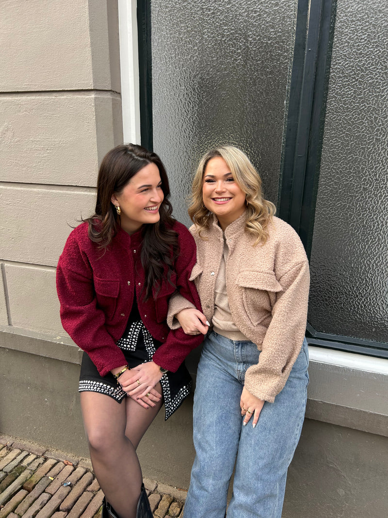 Cropped Bomber Teddy - Sand