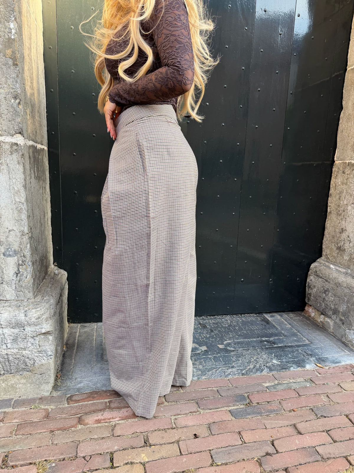 Flow Pants - Taupe/Brown Check