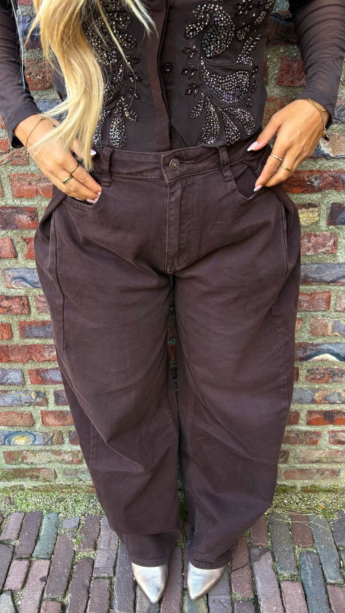 Barrel Jeans Side Panels - Chocolate