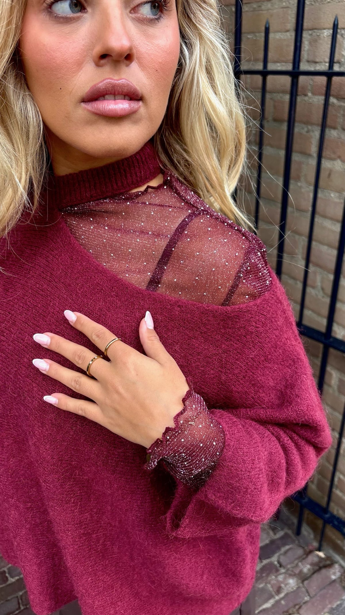Mesh Top Mini Diamond - Red