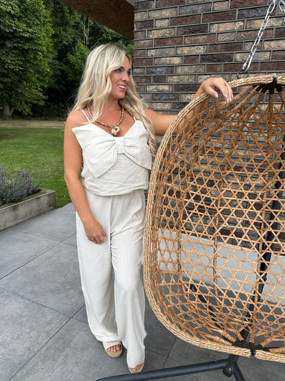 Jumpsuit Bow - Beige