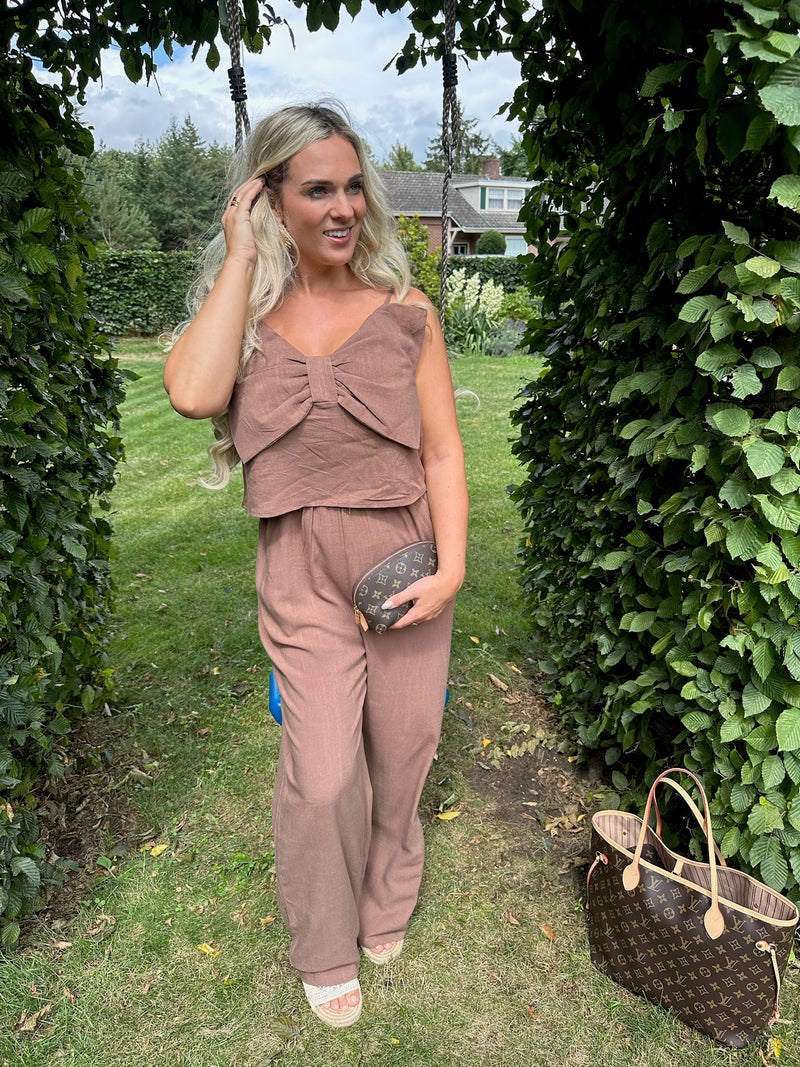 Jumpsuit Bow - Coffee