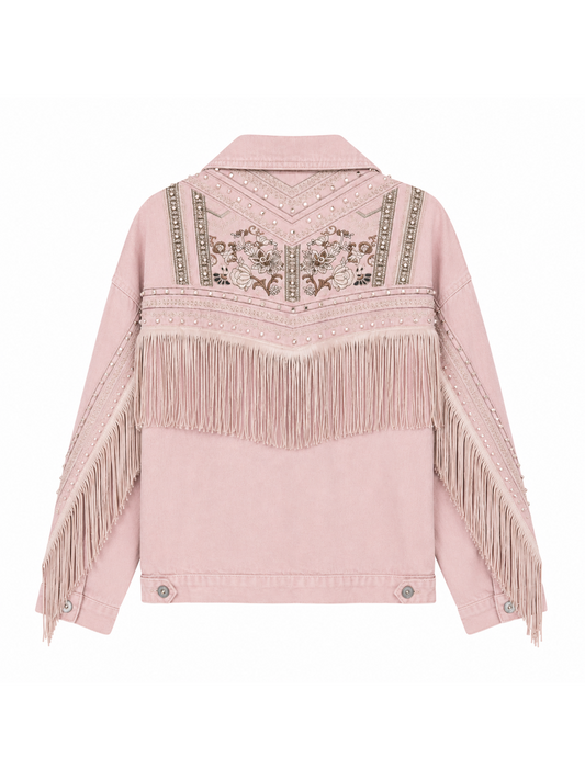 Desert Vibe Fringe Jacket - Pink