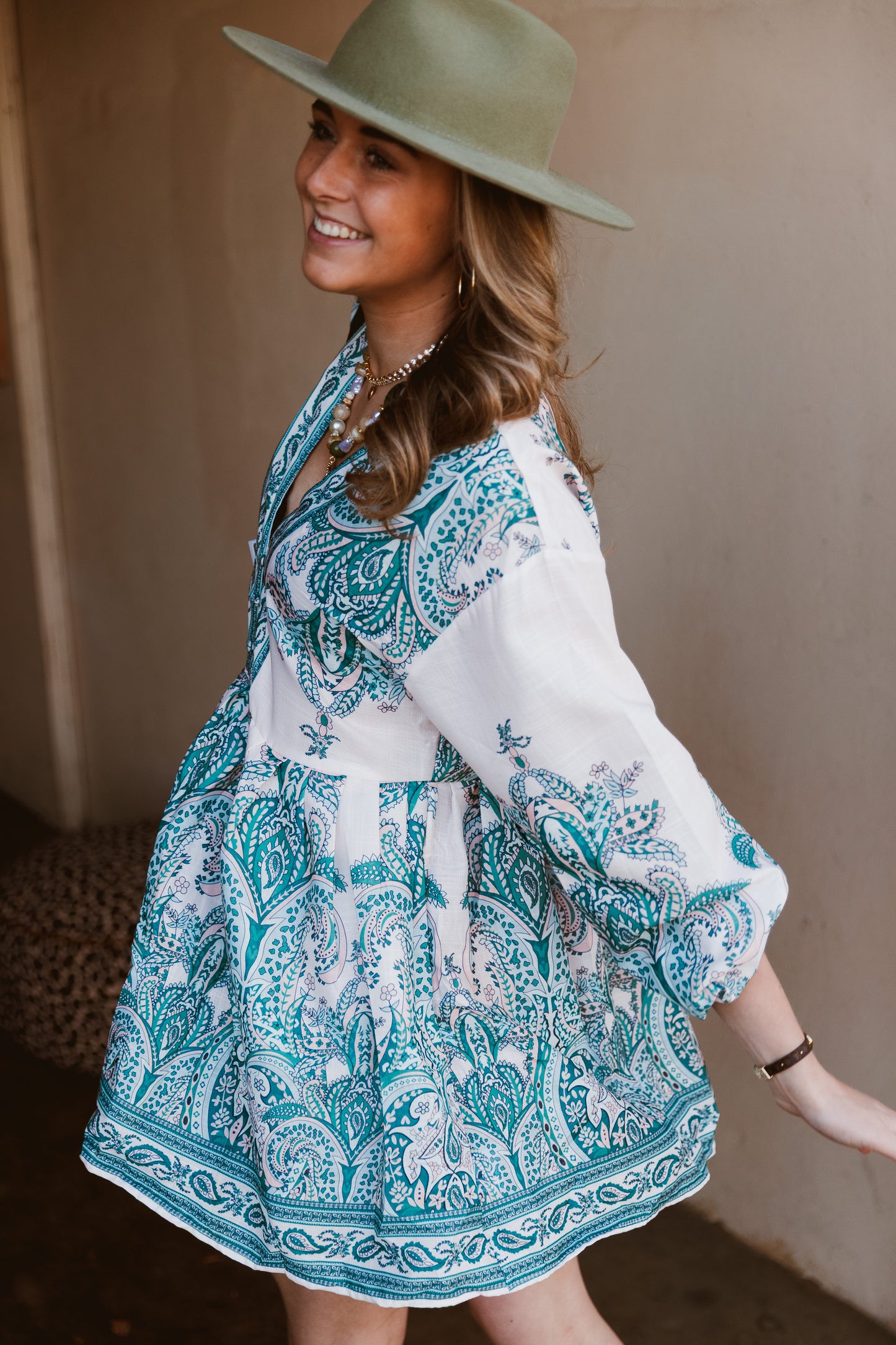 Petrol Paisley Dress