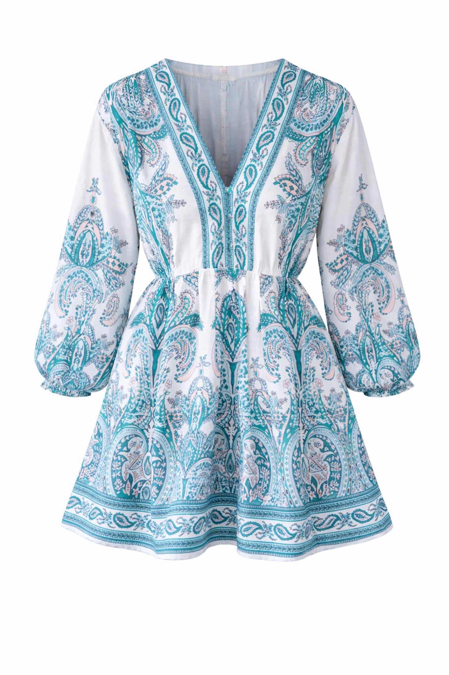 Petrol Paisley Dress