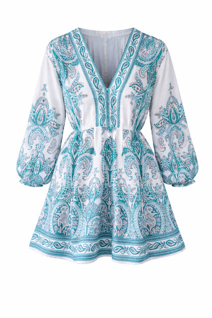 Petrol Paisley Dress