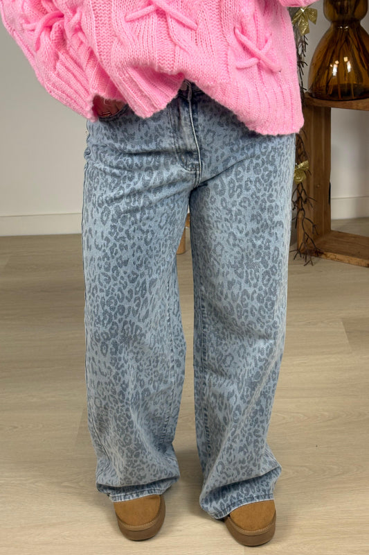 Leopard Wide Jeans