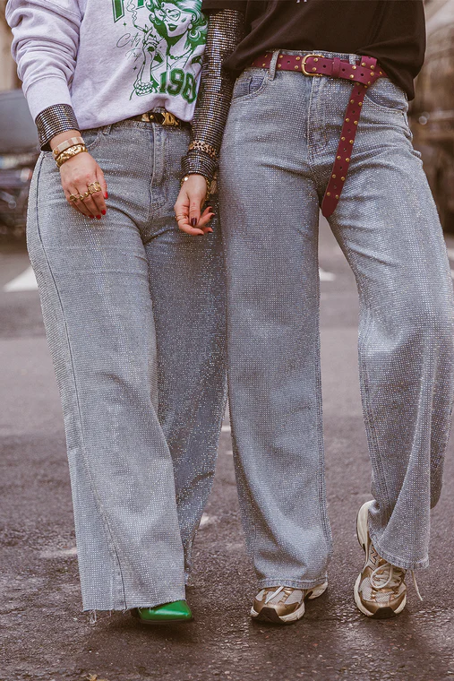 Wide Leg Jeans Diamond Glow